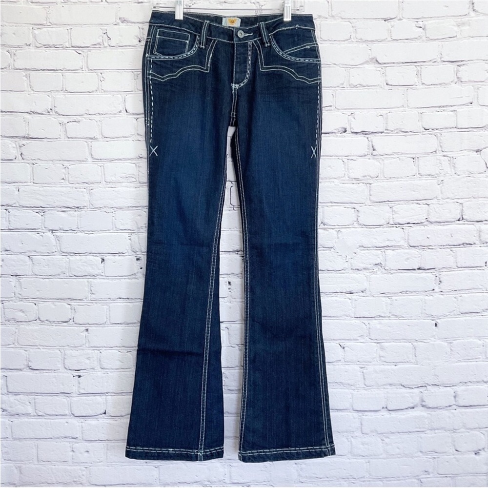 Y2K Antik Denim Boot Cut Jeans Low Rise Heavy Stitch Whipstitch Size 27